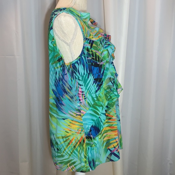 NWOT Tropical Print Tank with Ruffle Detail - Picture 8 of 8